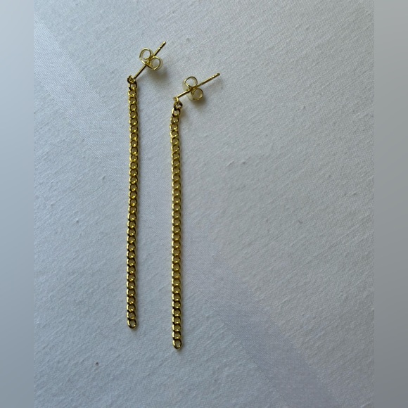 Adjustable Gold gold plated minimal Chain Earrings - Picture 4 of 11